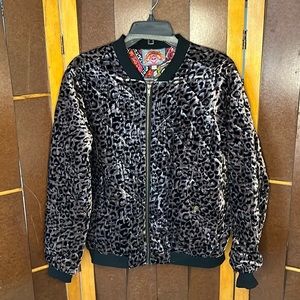 Johnny Was Los Angeles leopard bomber jacket.